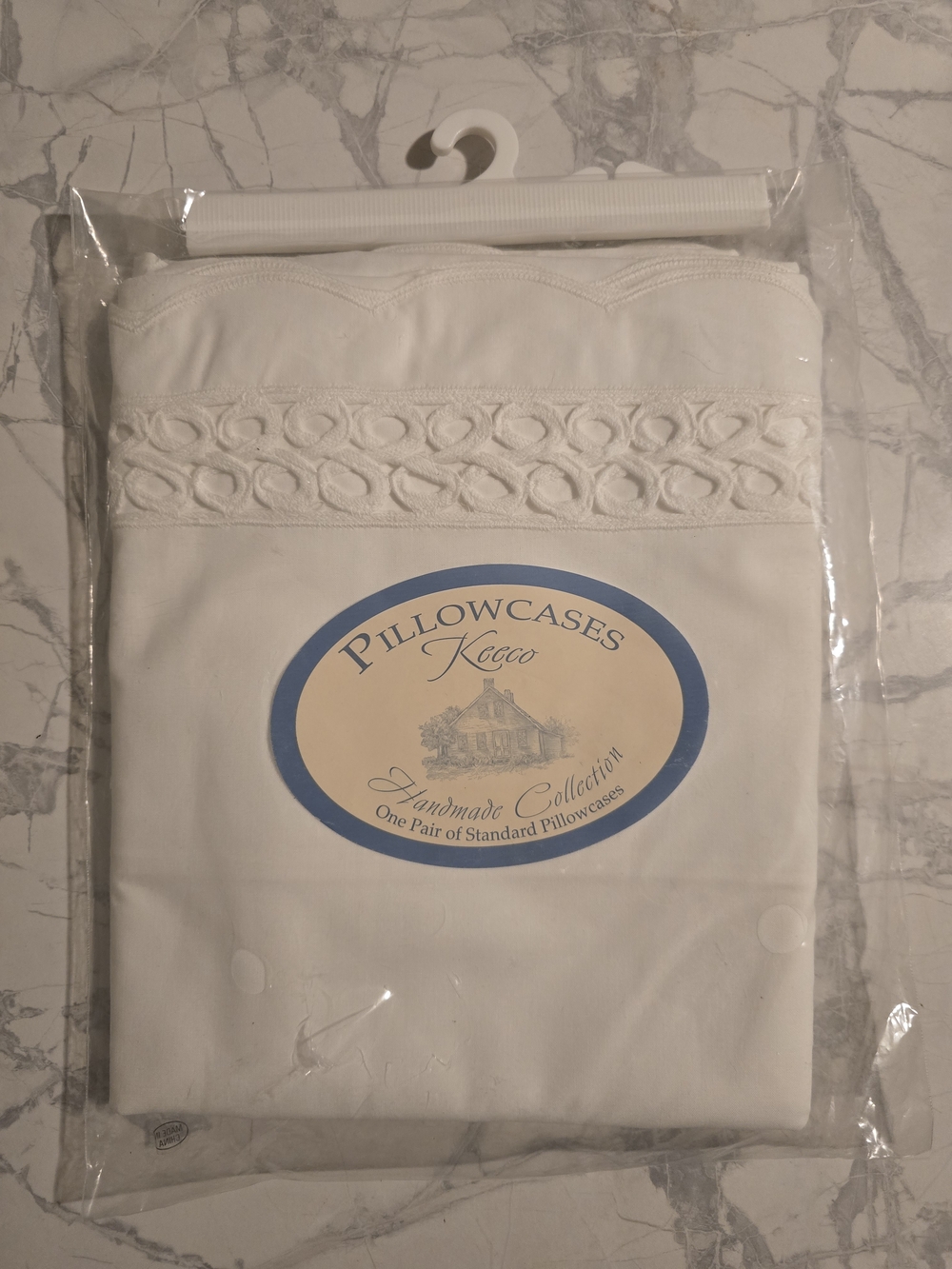Keeco Pillowcases - White Pair with Decorative Trim